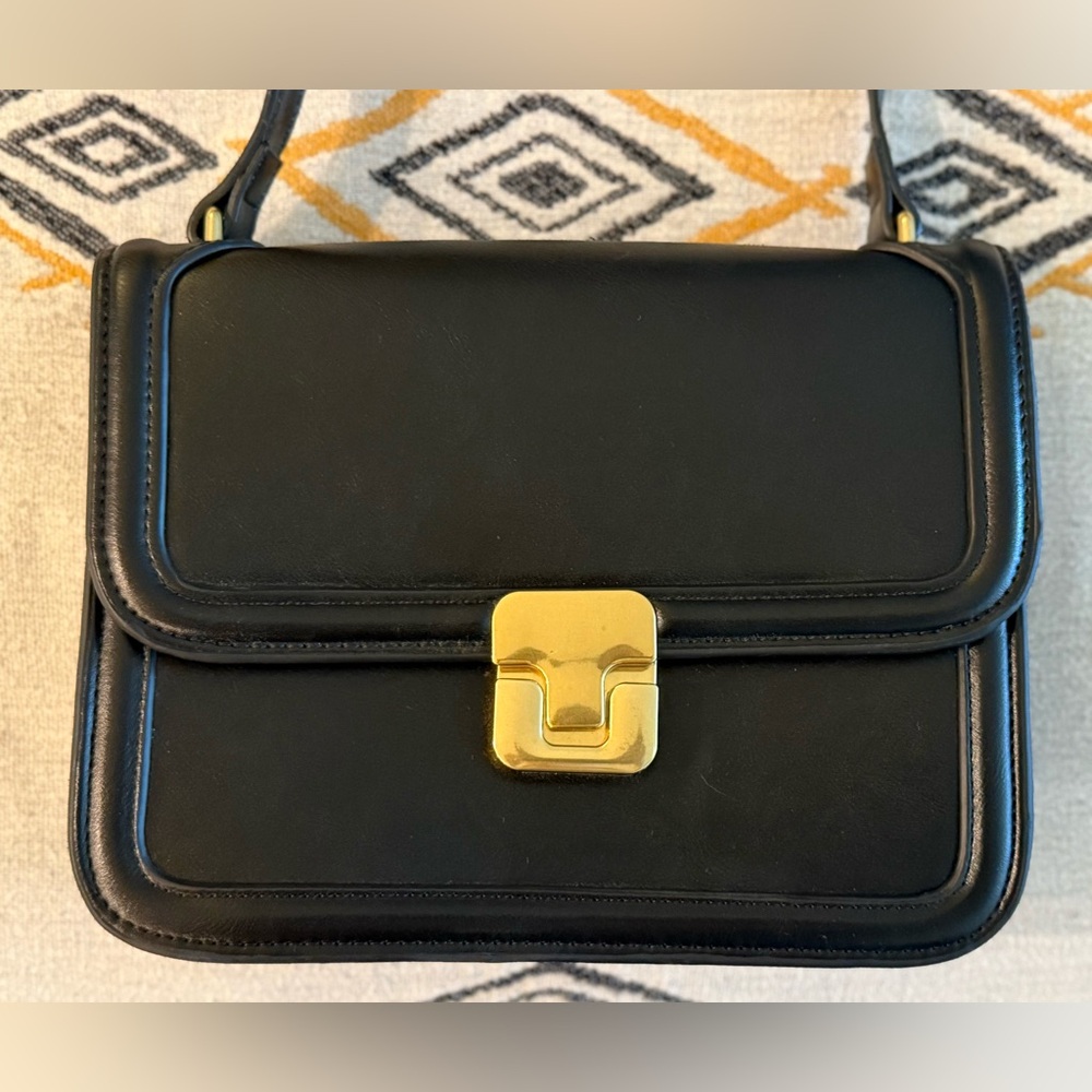 Mango Black Shoulder Bag with Gold Clasp